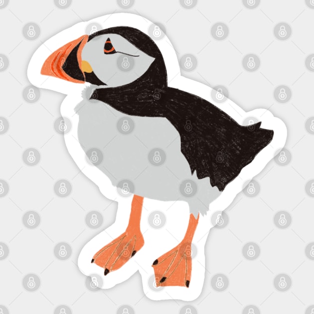 Cute Scottish Puffin Bird Hand Drawing Sticker by MariOyama